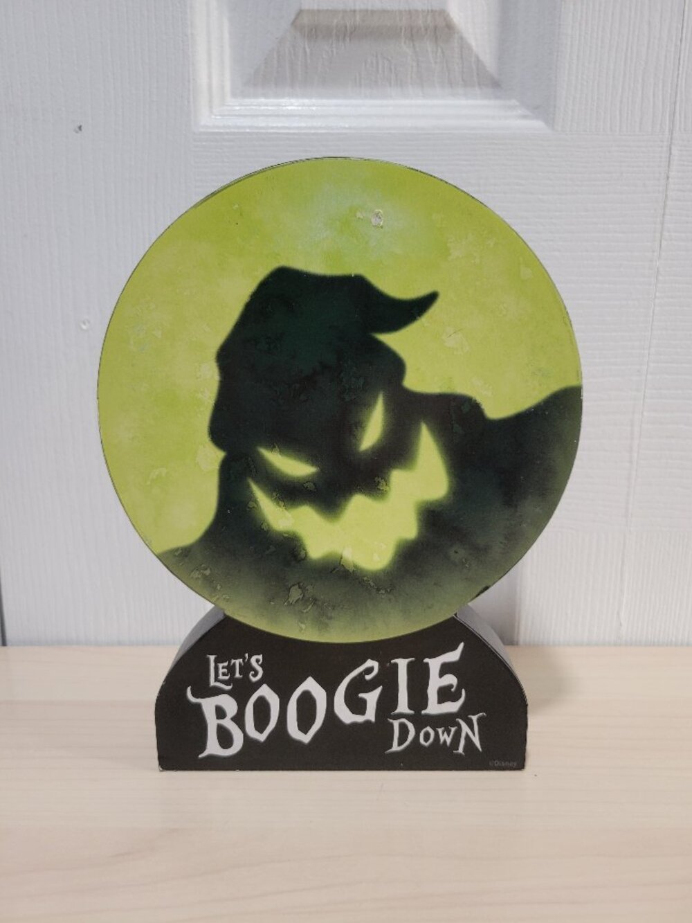 NIGHTMARE BEFORE CHRISTMAS Oogie Let's Boogie Down Wooden 8" Block Sign Plaque